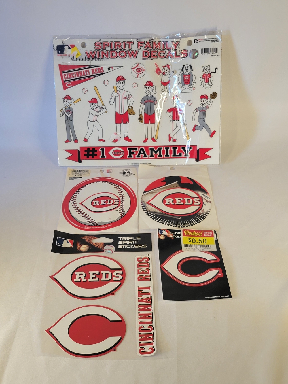 Cincinnati Reds MLB Window Decals & Stickers Lot of 5 New In Packaging